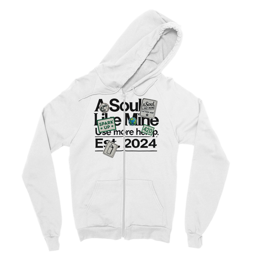 ASLM / Use More Hemp  / White Zip-Up Hoodie